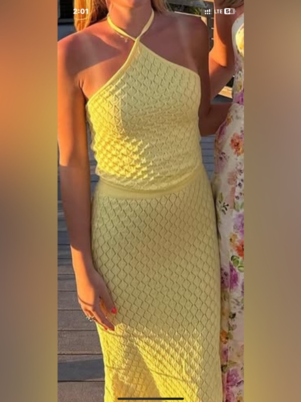 Peppermayo womens Yellow Halter Knit Maxi two piece set XS/S